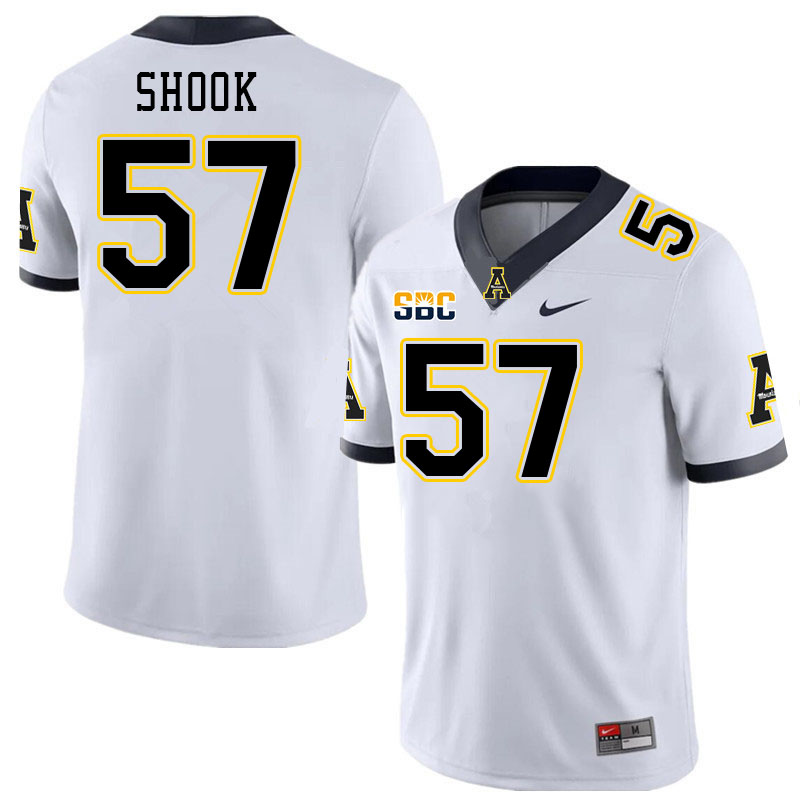 Men #57 Austin Shook Appalachian State Mountaineers College Football Jerseys Stitched Sale-White - Click Image to Close